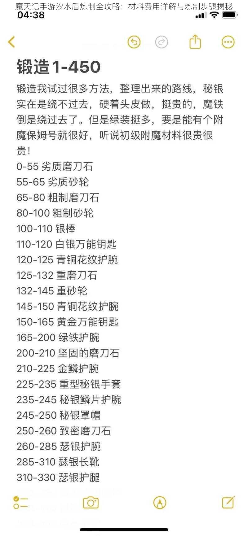 魔天记手游汐水盾炼制全攻略：材料费用详解与炼制步骤揭秘