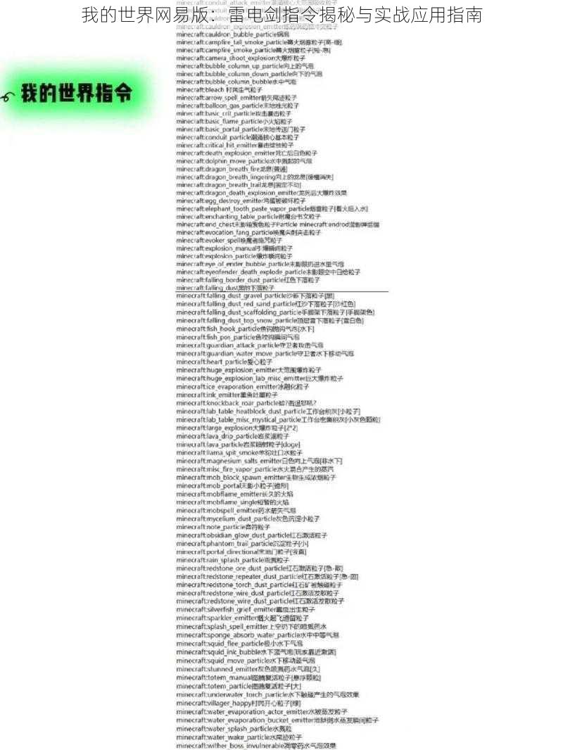 我的世界网易版：雷电剑指令揭秘与实战应用指南