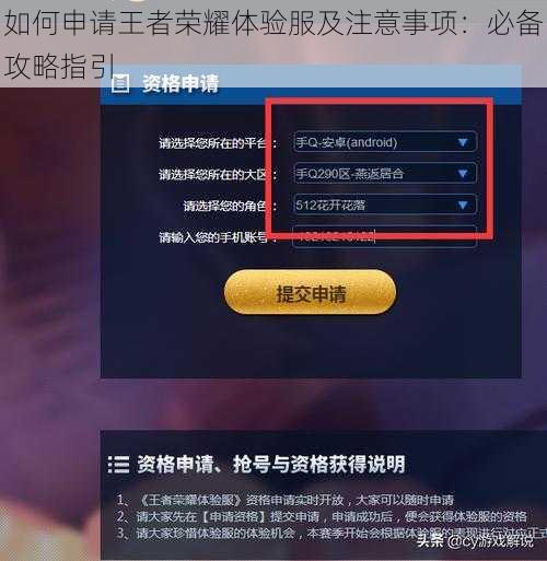 如何申请王者荣耀体验服及注意事项：必备攻略指引