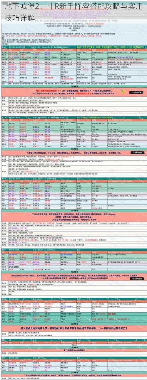 地下城堡2：非R新手阵容搭配攻略与实用技巧详解