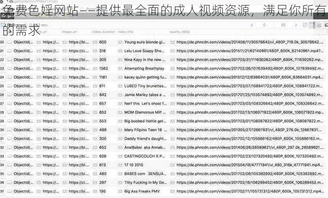 免费色婬网站——提供最全面的成人视频资源，满足你所有的需求