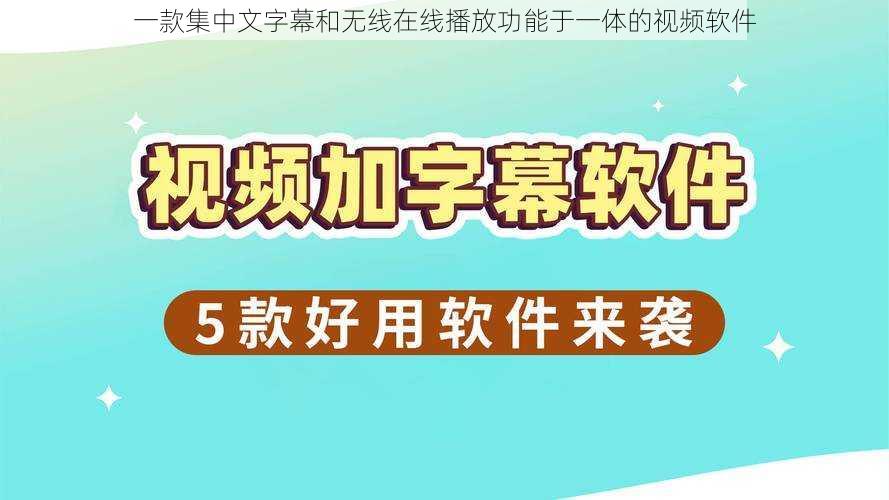 一款集中文字幕和无线在线播放功能于一体的视频软件