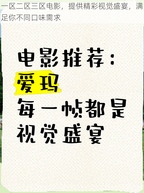 一区二区三区电影，提供精彩视觉盛宴，满足你不同口味需求