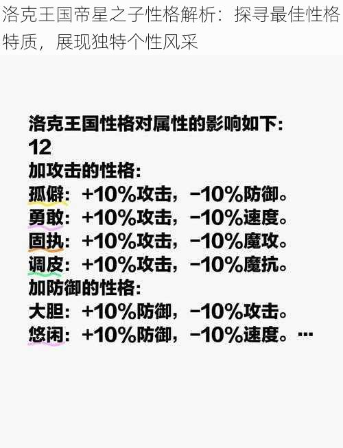 洛克王国帝星之子性格解析：探寻最佳性格特质，展现独特个性风采