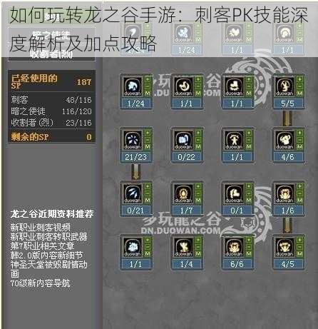 如何玩转龙之谷手游：刺客PK技能深度解析及加点攻略