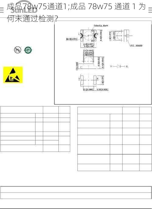 成品78w75通道1;成品 78w75 通道 1 为何未通过检测？