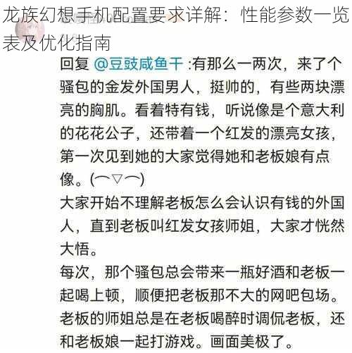 龙族幻想手机配置要求详解：性能参数一览表及优化指南