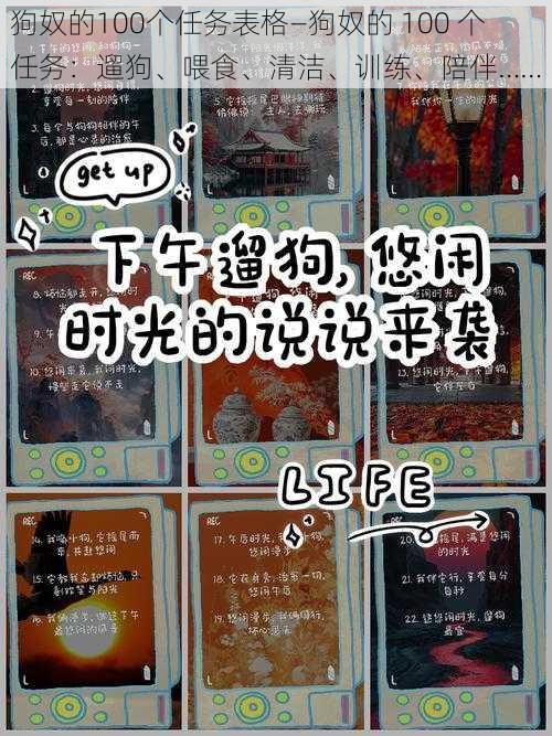 狗奴的100个任务表格—狗奴的 100 个任务：遛狗、喂食、清洁、训练、陪伴……