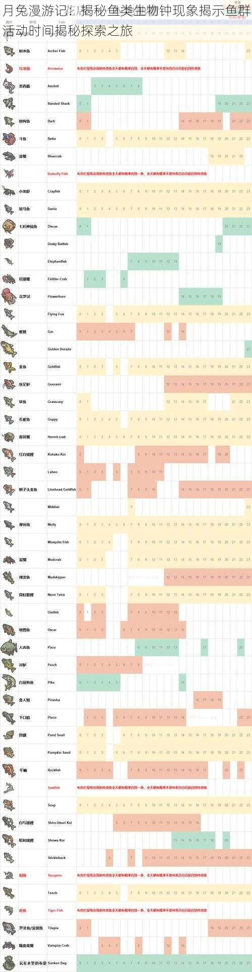 月兔漫游记：揭秘鱼类生物钟现象揭示鱼群活动时间揭秘探索之旅